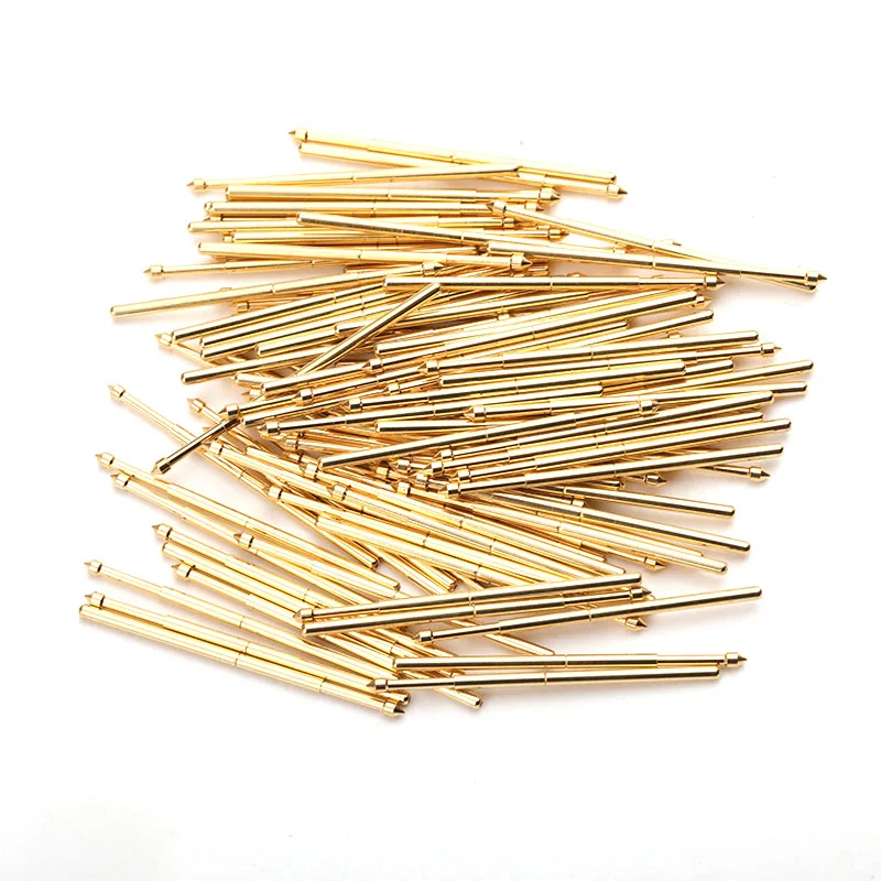 PA100-E 100pcs Test Probe Spring Brass Gold Plated For Testing Circuit Board Electronic Instrument Tool Length About 33.35mm