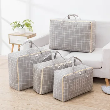 

Cotton and linen storage bags finishing clothing household quilts luggage oversized moving Foldable under bed storage