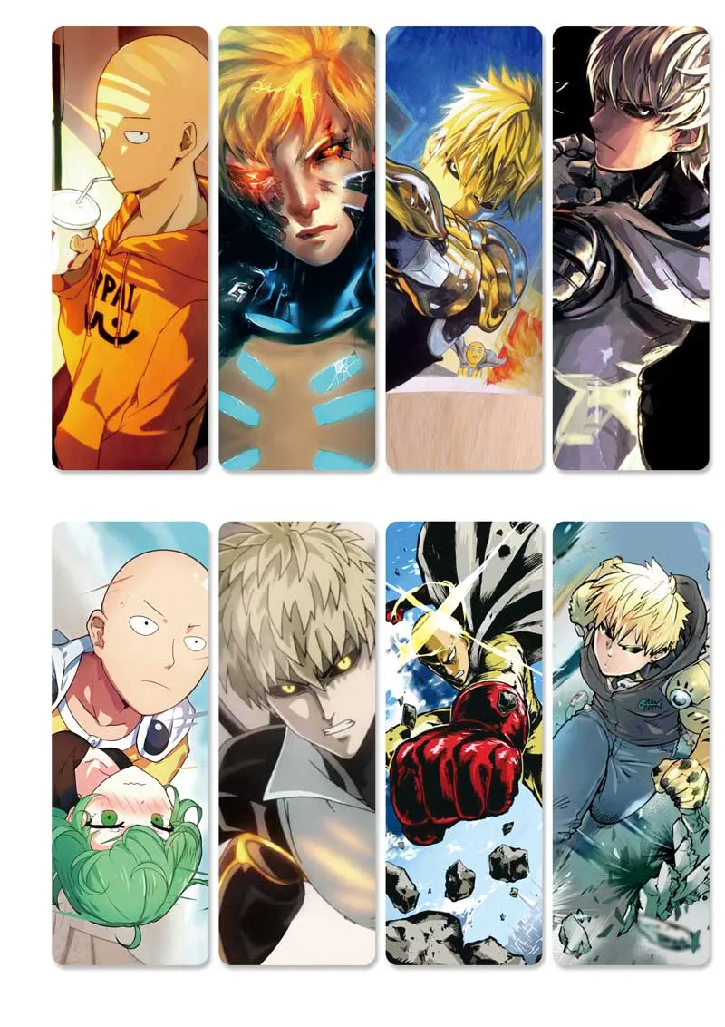 8 шт./компл. Аниме ONE PUNCH MAN ПВХ Закладки Красочные с принтом Sonikku для студентов