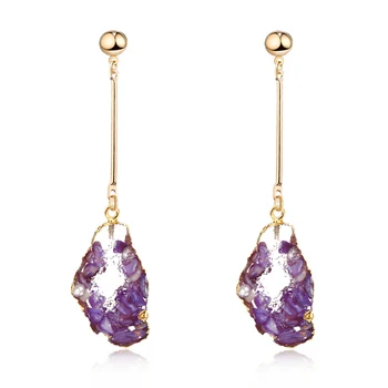 

Dayoff Europe Boho Resin Hollow Long Earrings Women Jewelry Handmade Irrgular Transparent Eardrop Gold Long Dangle Earrings E524