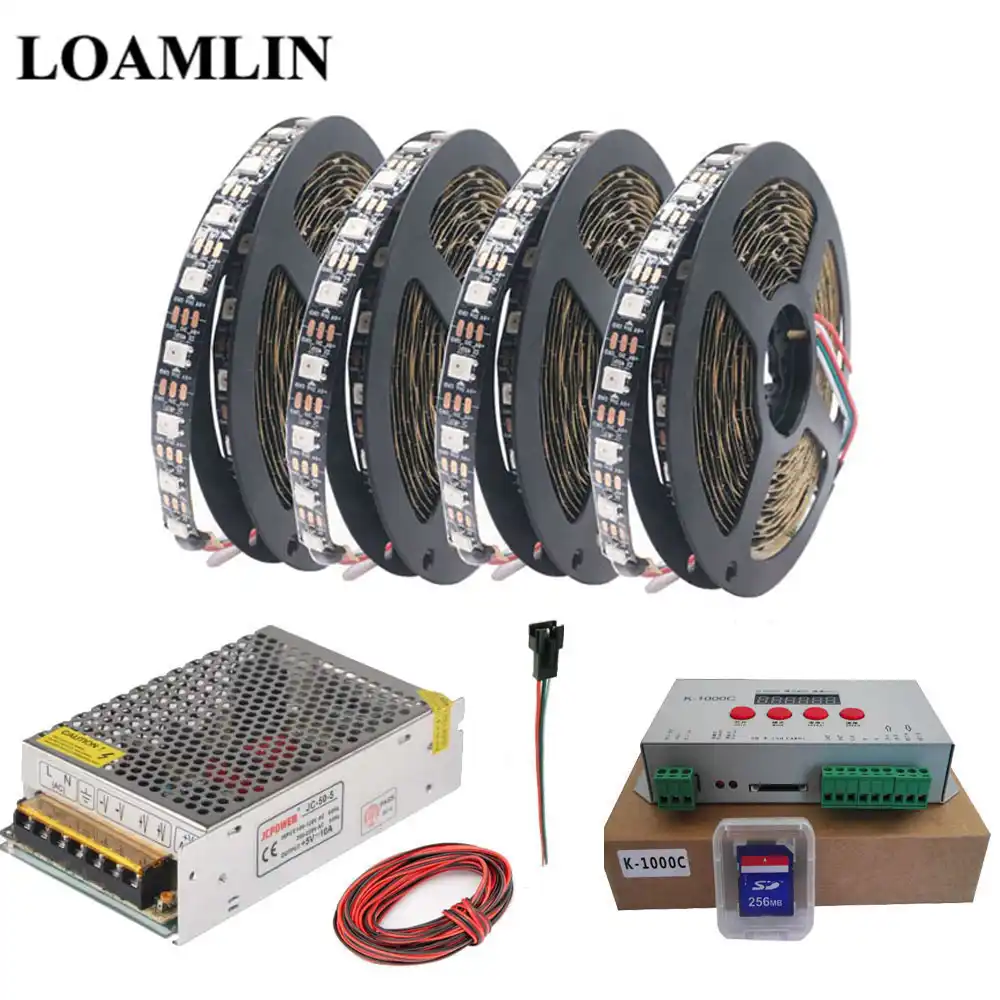tira de luces led rgb ws2812b ws2812 cinta de luces k 1000c t 1000s actualizado controlador led dc5v kit de transformador led