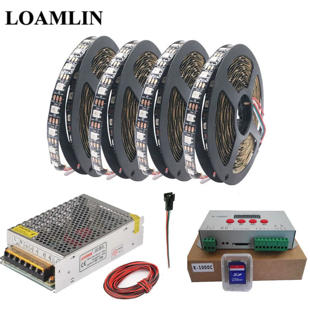 

WS2812B WS2812 RGB Led Strip Light Tape K-1000C (T-1000S Updated) RGB Led Controller DC5V Led Transformer Kit