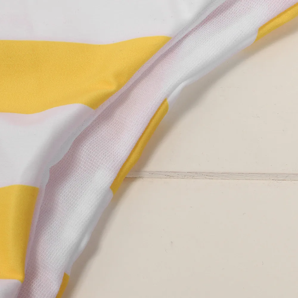 Женский сексуальный купальник из двух частей модный желтый цветочный принт купальник пуш-ап пляжный бюстгальтер с подкладкой бикини набор купальник полосатый купальник