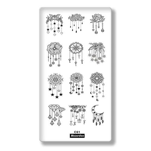 Японская серия ногтей штамповки шаблон изображения Печать Искусство пластины трафарет Гейша цветы Бабочка для украшения ногтей C58 - Цвет: C 61