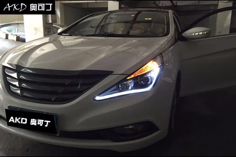 KOWELL стайлинга автомобилей для Sonata фары Sonata8 светодиодный фары DRL Объектив Двойной Луч H7 ксеноновые автомобильные аксессуары