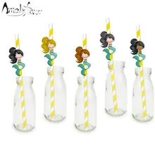 

Pretty Mermaids Straw 20PCS Paper Straws Birthday Party Festive Supplies Decoration Paper Drinking Straws Holiday Straws