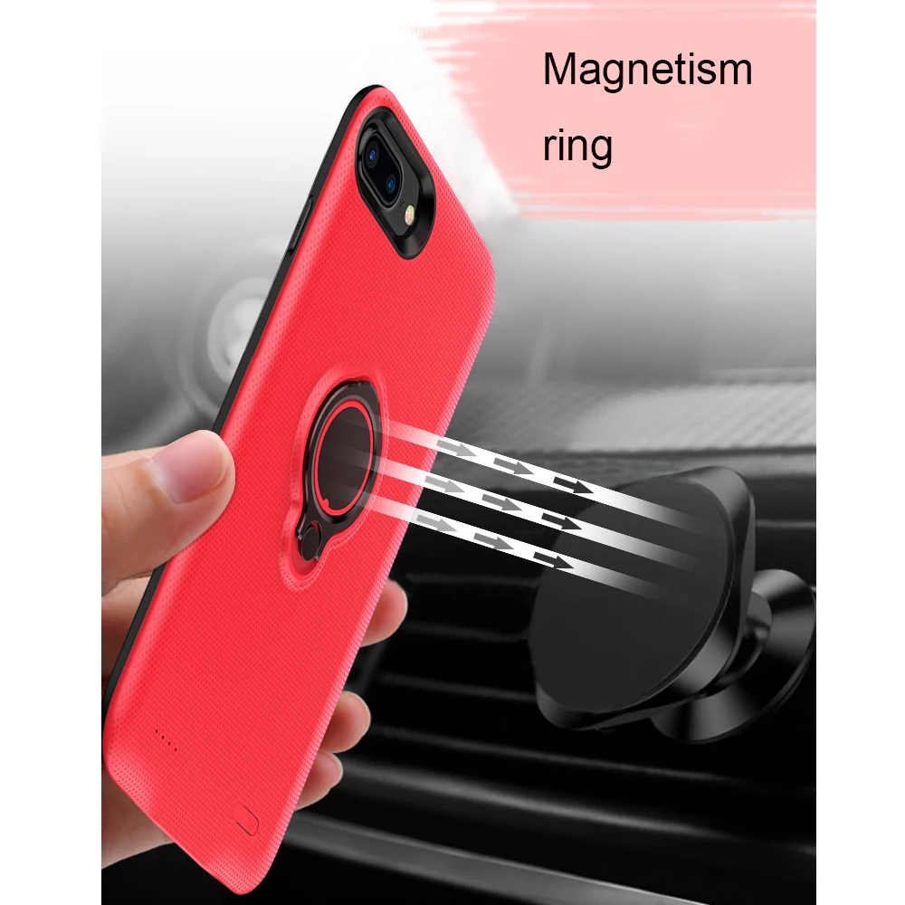 5000/7000 мАч корпус питания Беспроводное зарядное устройство телефон палец кольцо чехол для iPhone 7 6 6s plus powerbank чехол