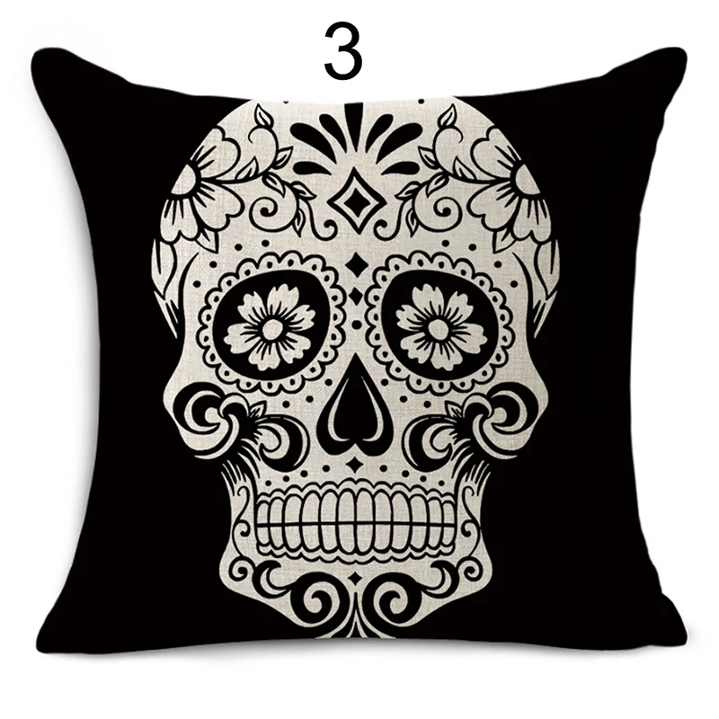 Мексиканские стильные чехлы на подушки с изображением черепа, красивые Чехлы с 1 боковой печатью для заднего сиденья автомобиля, украшения для домашнего дивана, наволочки 45*45 см