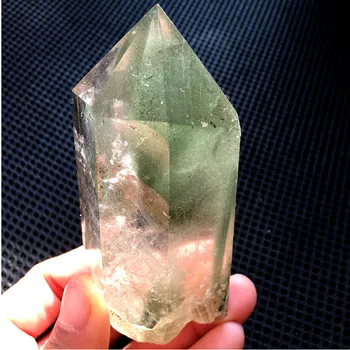 

9-11cm RARE Natural green ghost crystals Point Wand Tower single point healing crystal raw gemstone