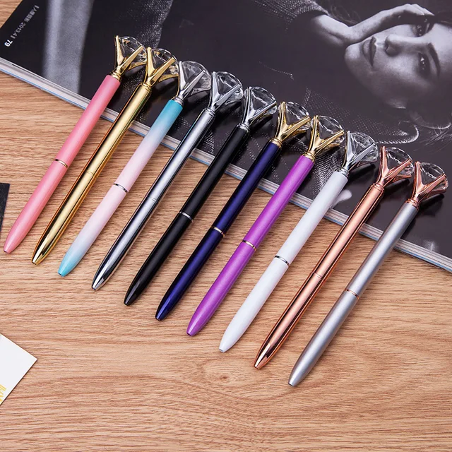New School Stationery High Quality Crystal Diamond Ballpoint Pen New School Stationery High Quality Crystal Diamond Ballpoint Pen Bling Metal Office