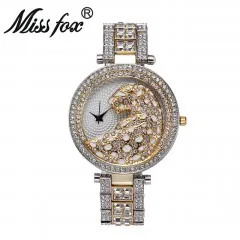 MISSFOX Tiger Wonder женские модные часы, кварцевые часы-браслет, золотые часы, женские золотые противоударные водонепроницаемые часы - Цвет: V2278