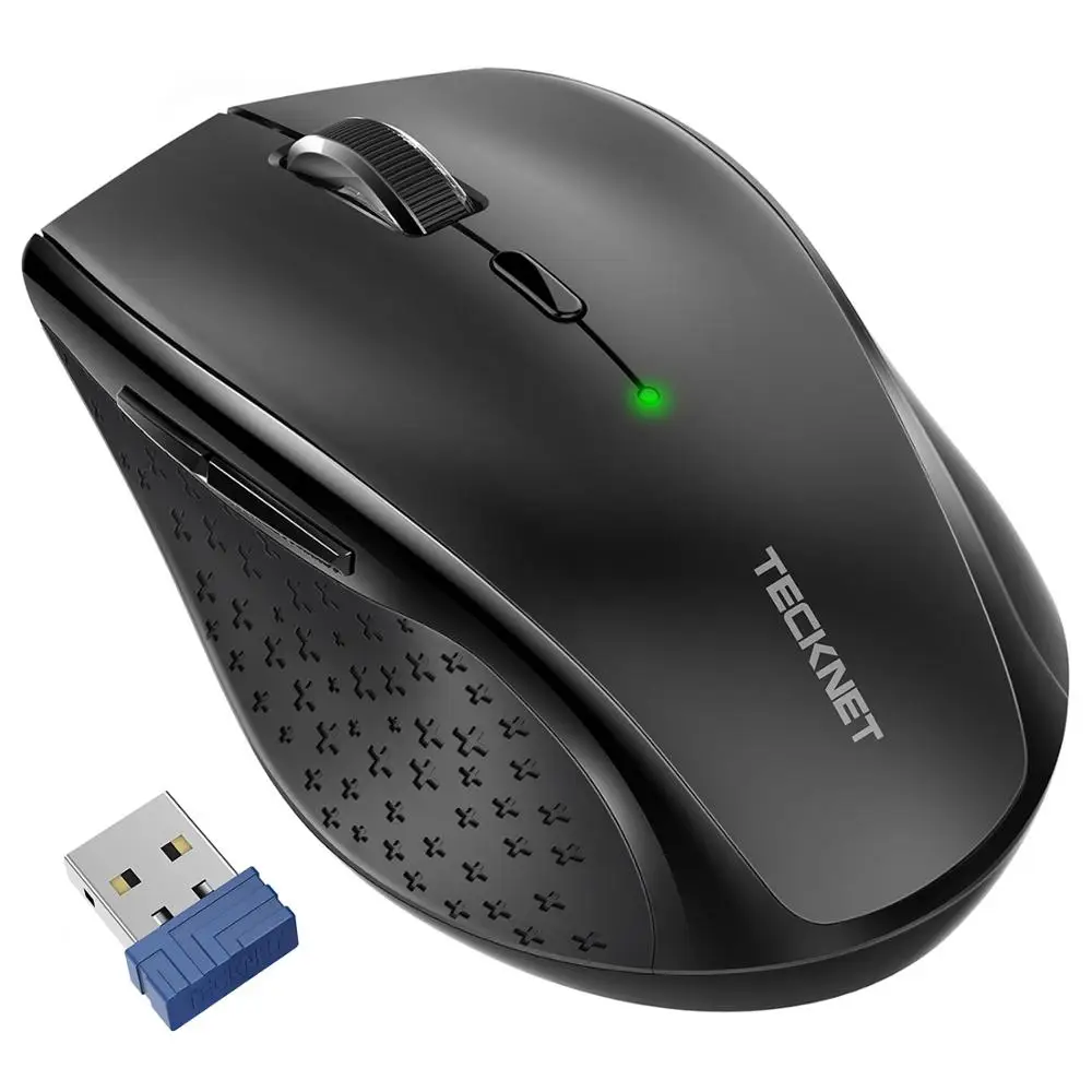 Черный TeckNet USB оптическая беспроводная мышь 2,4G приемник 4800 dpi регулируемая USB 2,0 Компьютерная мышь эргономичная мышь для ноутбука ПК мышь - Цвет: Черный