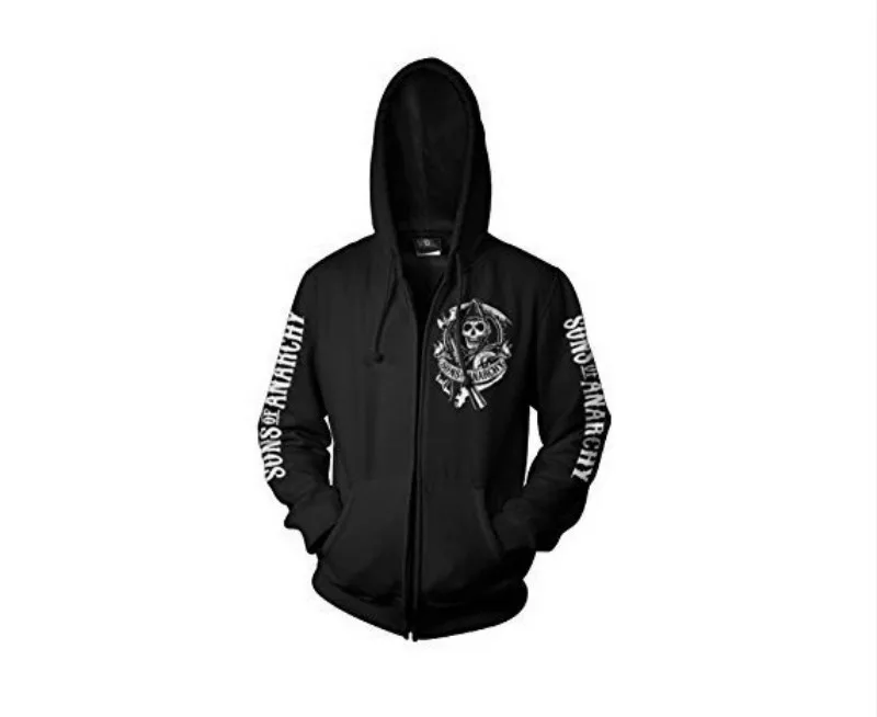 Kopen Hot Herfst Winter Dikke Sweatshirts Movie Sons Of Anarchy Rits Hoodie Heren Warme Jas Jas Cosplay Kostuum
