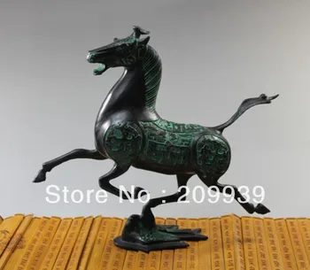 

bir 00296 Exquisite Old Chinese bronze statue horse fly swallow