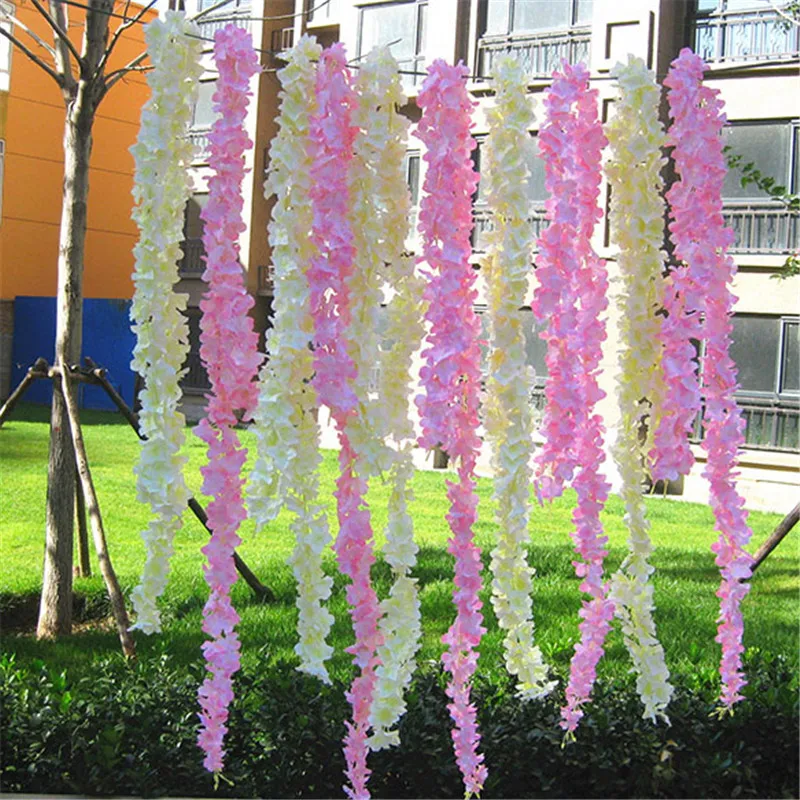 1.8m Artificial Flower Vine Orchids Flower String Handmade Hanging Garland Romantic Wedding