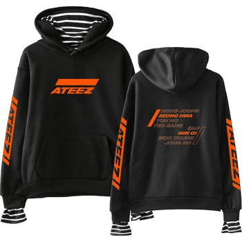 

ATEEZ Printed Fake Two Pieces Hoodies Sweatshirt A TEEnager Z ATINY Hot Sale Casual Sweatshirts Kpop Harajuku Plus Size XXL