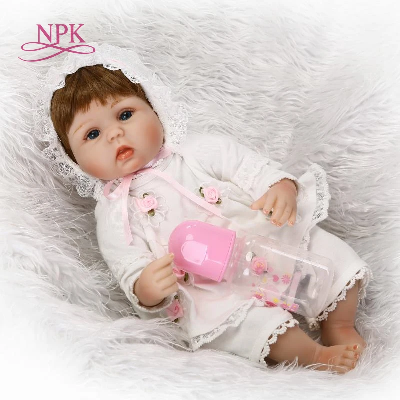 

NPK New Design Wig Hair Reborn Baby Doll Soft Real Touch Silicone Vinyl Doll Gift and Toys for Children on Birthday