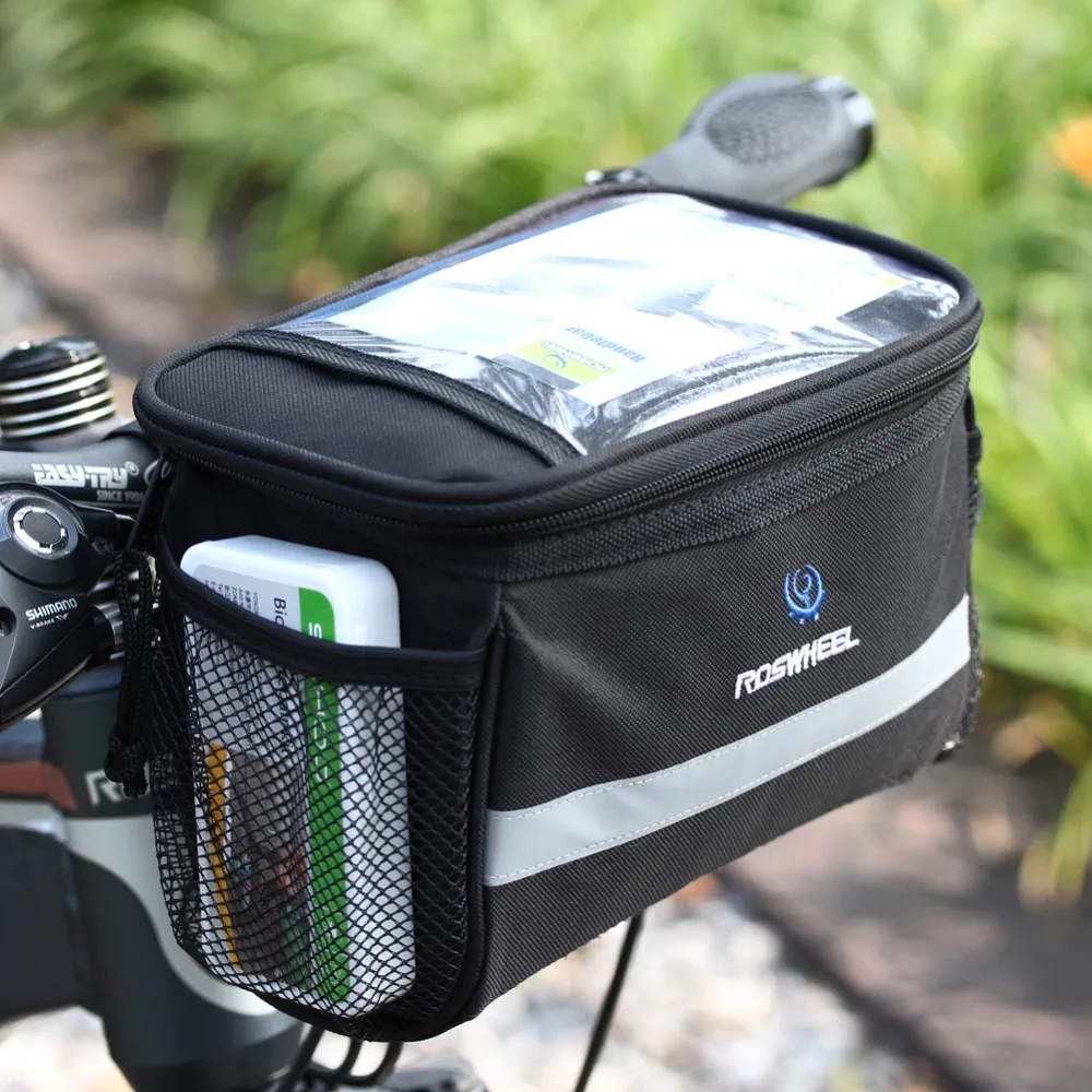 Excellent ROSWHEEL MTB Road Bike Handlebar Bag Cycling Front Basket Pannier Frame Waterproof Bicycle Bags With Broader Reflective Strap 3 Excellent ROSWHEEL MTB Road Bike Handlebar Bag Cycling Front Basket Pannier Frame Waterproof Bicycle Bags With Broader Reflective Strap 3