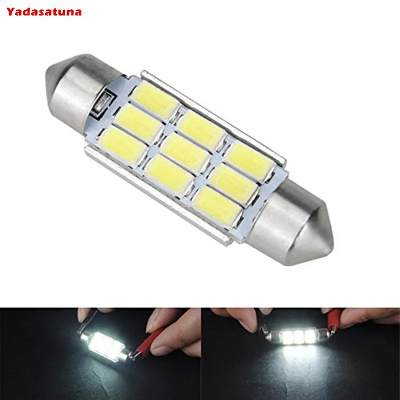 

4pcs Super White 6000K 5730 9-SMD 42mm(1.72") 12V Festoon Dome Light LED Bulbs 211-2 212-2 569 578 Error Free C5W Bulbs