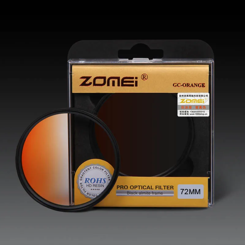 Zomei 72mm Circular Pro Optical GND Filter Orange Graduated Neutral