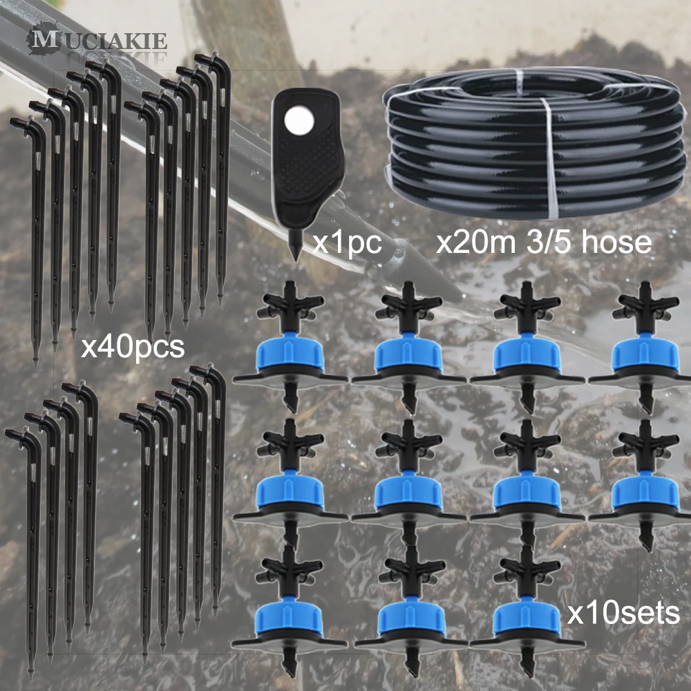 Muciakie 1KIT 3/5 мм садового полива Капельное орошение Системы 1/8 ''шланги высокого капельного потока Наборы 2L 4L 8L компенсации излучатели Системы