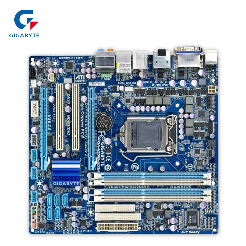 Original Gigabyte GA-H55M-UD2H Desktop Motherboard H55M-UD2H H55 Socket LGA 1156 DDR3 Micro-ATX 100% Fully Test original gigabyte ga 945gzm s2 desktop motherboard 945gzm s2 945gz socket lga 775 ddr2 micro atx 100% fully test