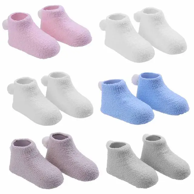 3 Pairs Pack Coral Velvet Winter Baby Socks Warm Infant Thicken Anti