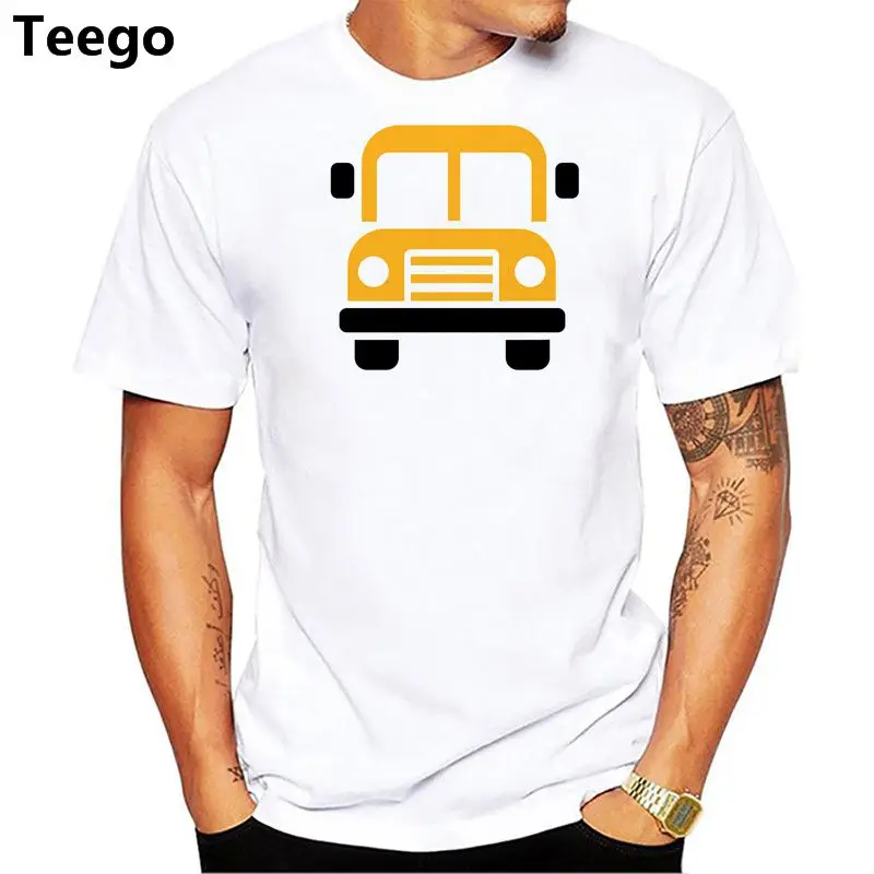 Fashion The School Bus Driver is here t shirt Summer Funny Men Short Sleeve Cotton Shirts Clothing Tops Tee | Мужская одежда