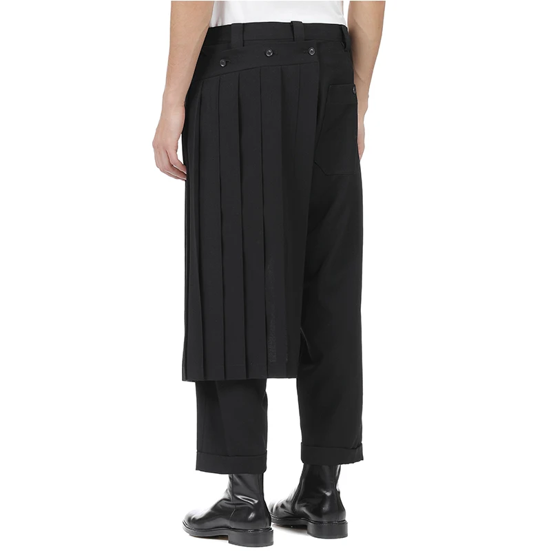 Double men's trouser skirt pants and nine-point tapered bobbin trousers, deconstructed vertical cut  spring pants.  S-9XL!!