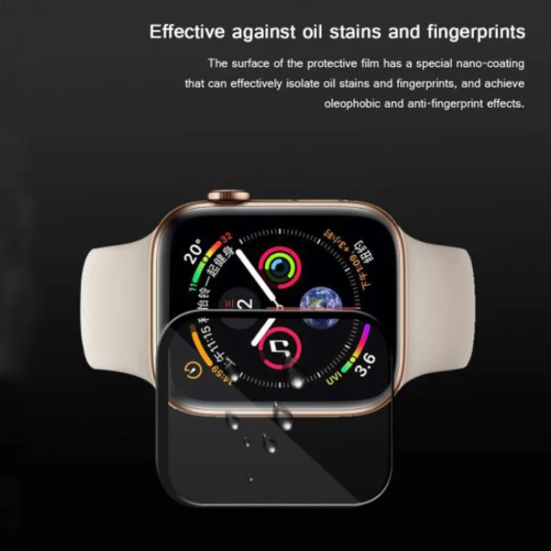 Защитная пленка из закаленного стекла с закругленными краями 3D для iwatch Apple Watch Series 4 40 мм 44 мм Защитная пленка для экрана