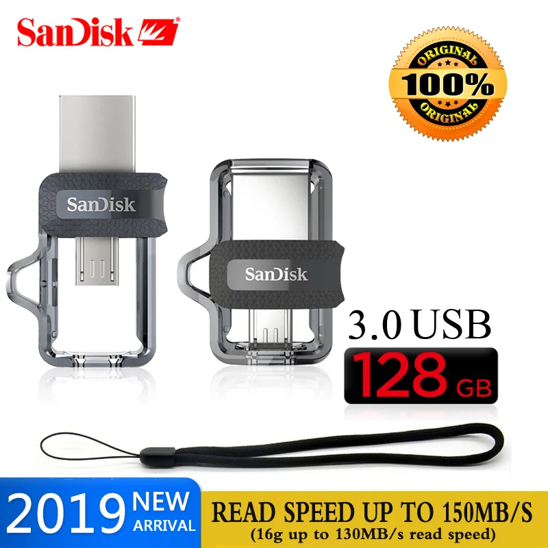 Sandisk sdd3 экстремально высокая скорость 150 м/с двойной OTG USB флеш-накопитель 128 Гб 64 ГБ 32 ГБ 16 ГБ флеш-накопитель USB3.0 Флешка Подлинная