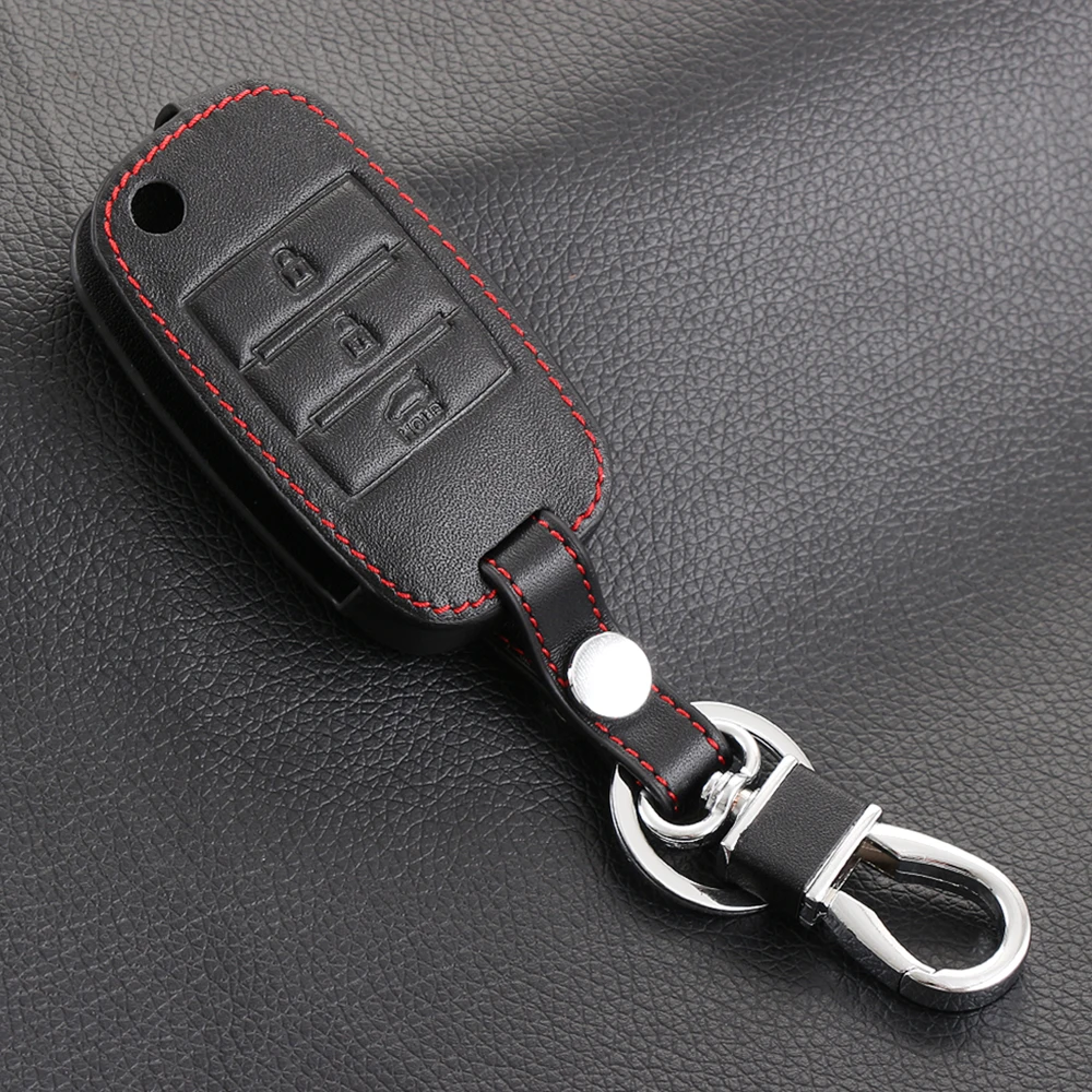 Car Genuine Leather styling Flip Folding Key for KIA Rio Sportage QL