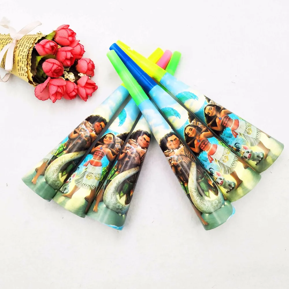 

6pcs/set Moana Horns Whistle kids boys birthday party decorations event party game supplies Moana noise maker child favor toys