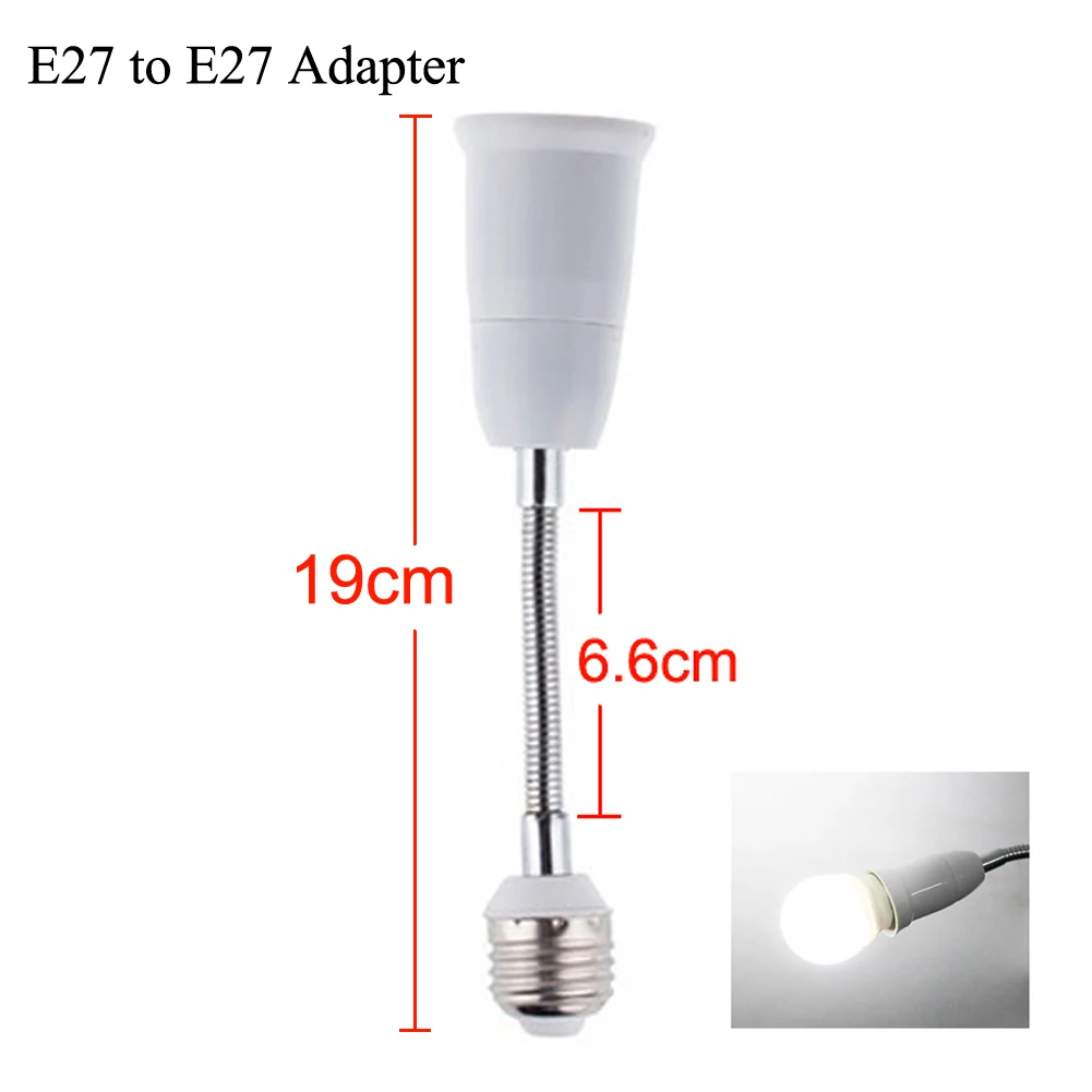TSLEEN белый современный E27 патрон лампы конвертеры 360 градусов гибкий расширенный E27 от 1 до 3,1 до 4,1 до 1 лампа база Pandent светильник - Цвет: E27 TO E27 19cm