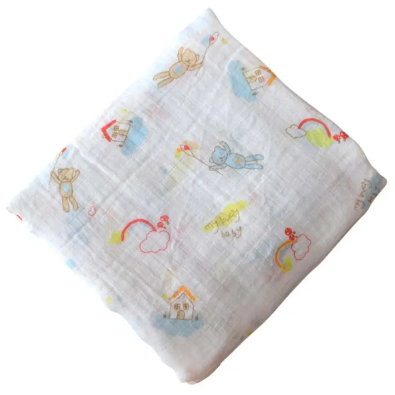 Муслиновое детское постельное белье с рисунком из мультфильма, Пеленальное Одеяло, теплое полотенце для новорожденных, хлопок, полотенце для пеленания, 120x120 см, Лидер продаж