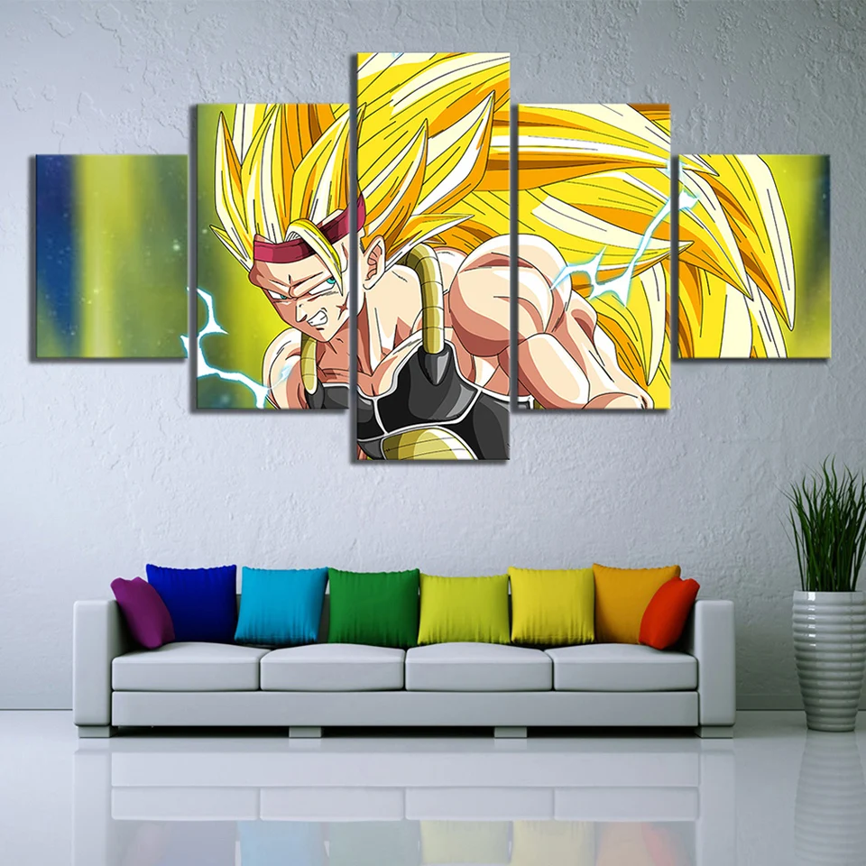 

5 Panel Canvas Painting Wall Art Pictures Dragon Ball Super Saiyan Canvas Printed Modern Home Decor Animation Poster Cuadros