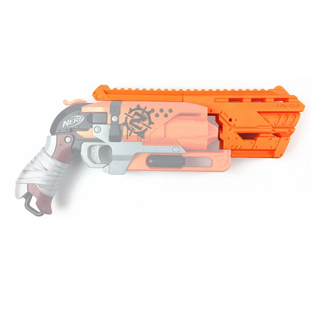 

3D Printing Modified HS-03 Front Tube and Top Rail Kit for Nerf Zombie Strike Hammershot Blaster with Black/ Orange Color