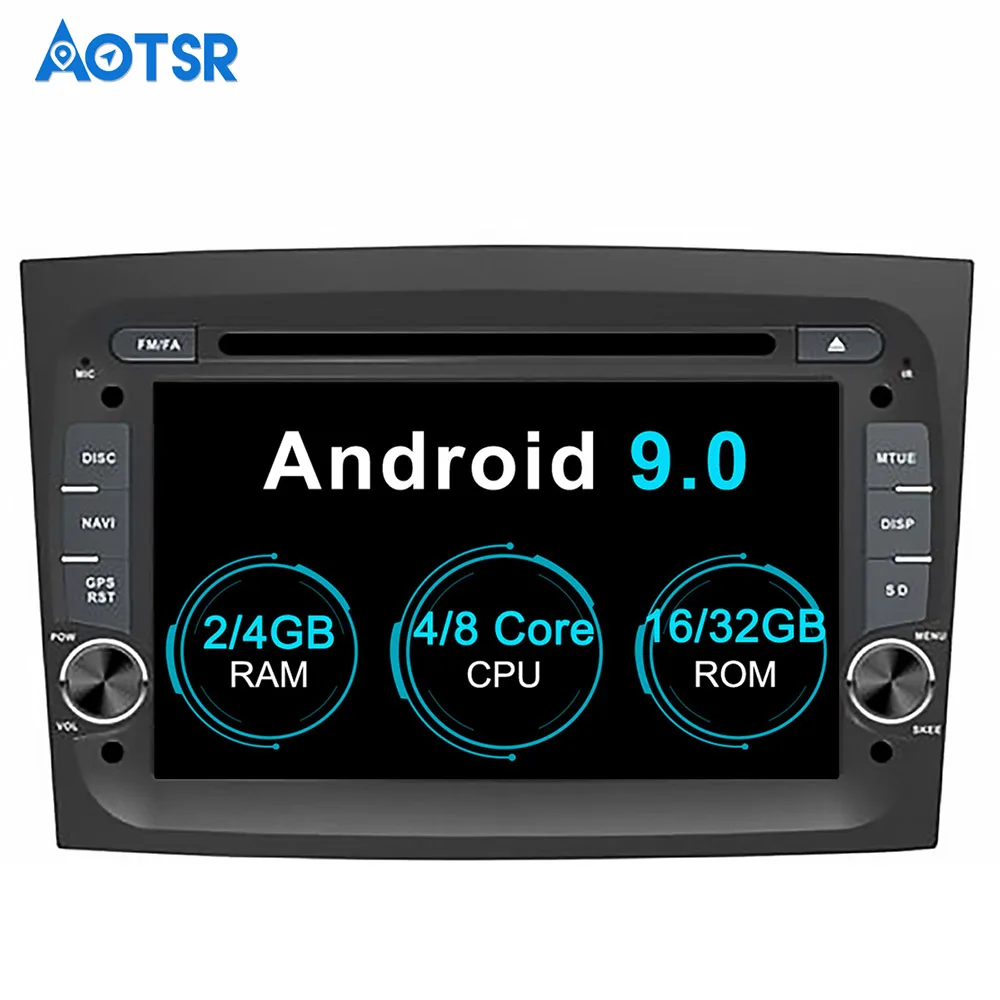 Cheap Aotsr Android 9.0 GPS navigation Car DVD Player For FIAT DOBLO 2016 2017 2018 multimedia 2 din radio recorder 4GB+32GB 2GB+16GB 5