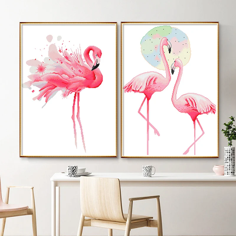 

Spring cross stitch embroidery new living room Flamingo simple modern bedroom small fresh air simple embroidery