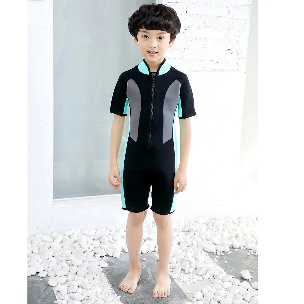 

Surfing And Diving New 2.5MM Neoprene Kids Diving Suit Wetsuit One-piece Short Sleeves Swimwear softer more breathable