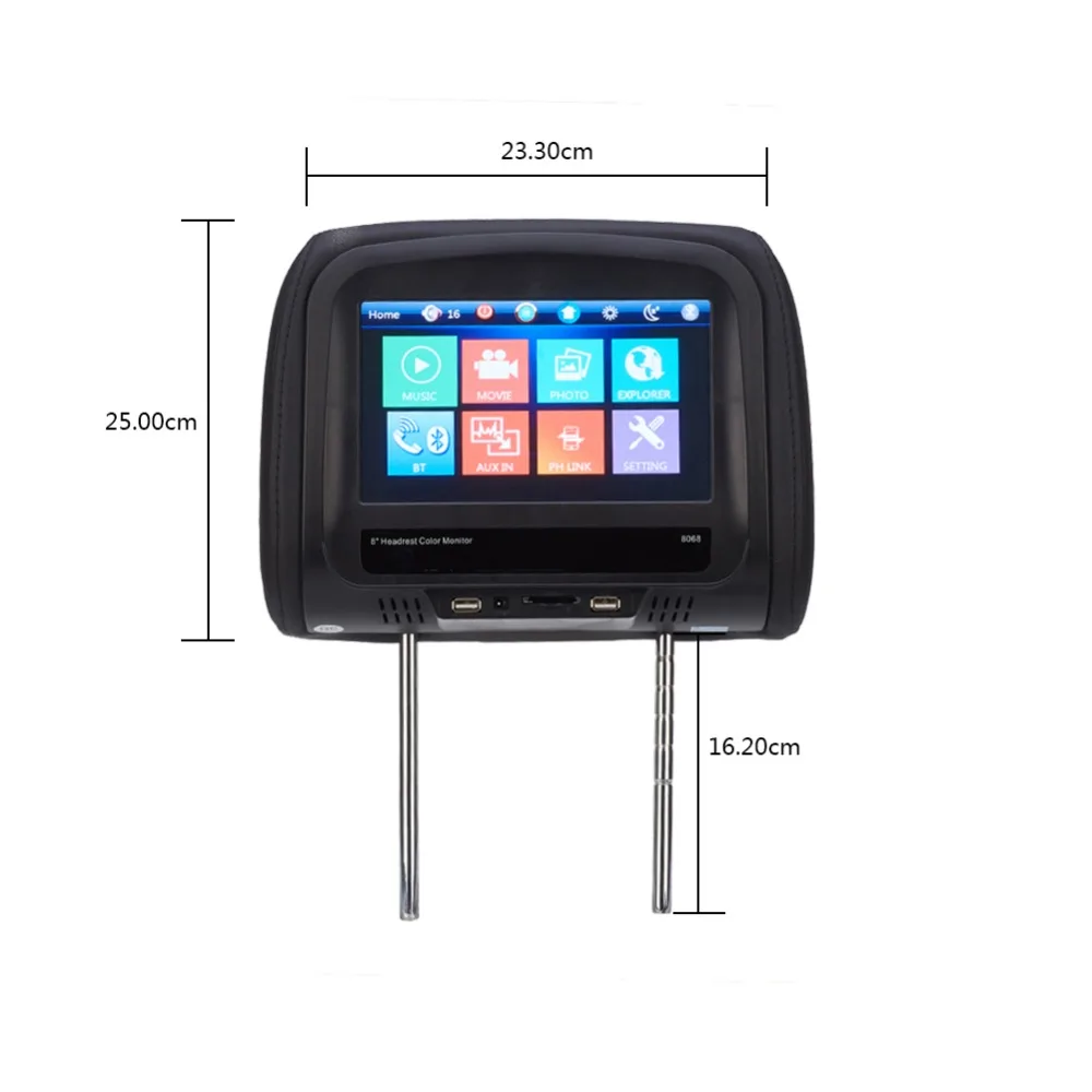 8 дюймов Автомобильный подголовник монитор MP5 Подушка монитор с Bluetooth IR FM Поддержка 1 видео вход