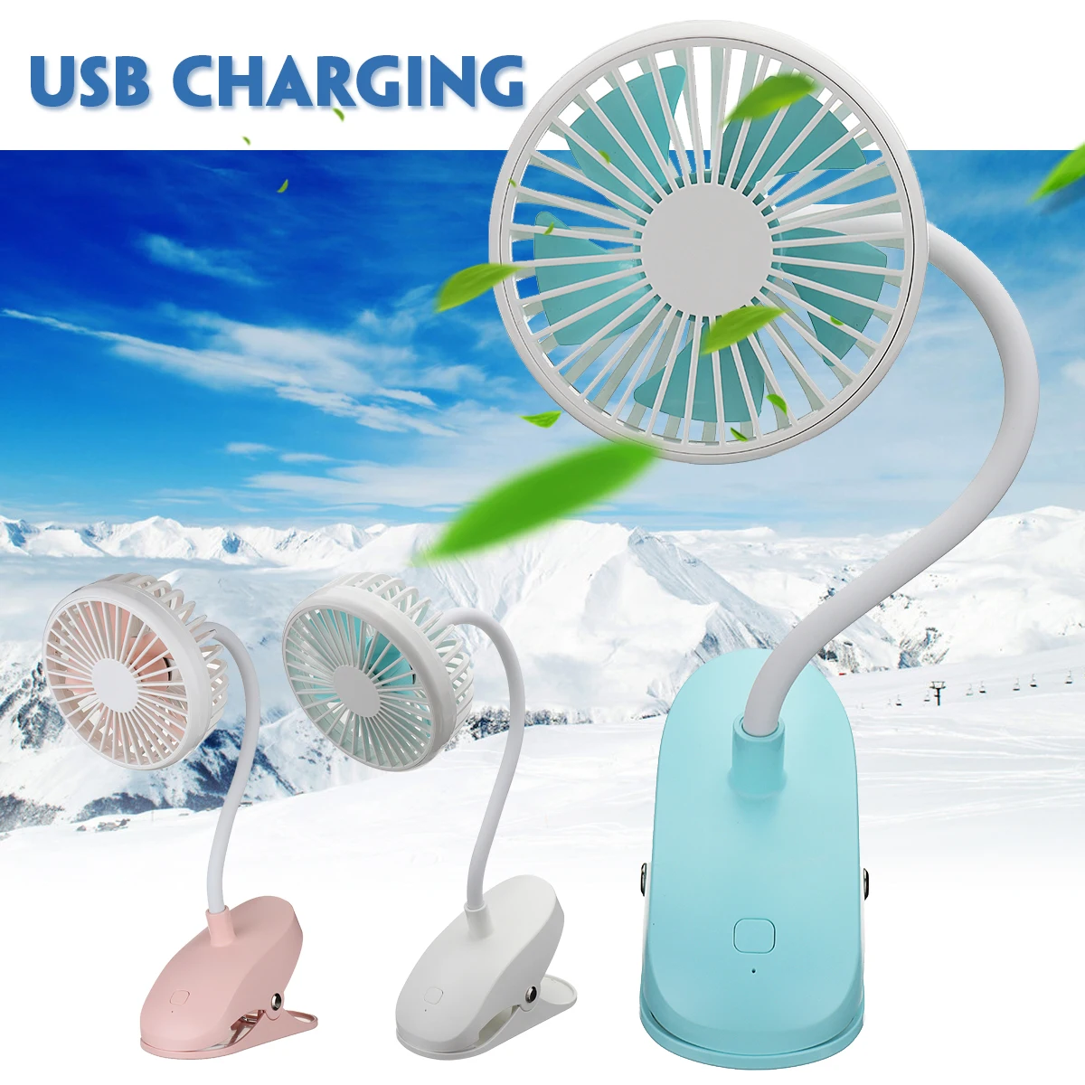 

1Pcs Portable USB Rechargeable Electric Fan 5V 5W Table Desk Clip Fans 360 degree Adjustable Cooler Air Conditioner Fans