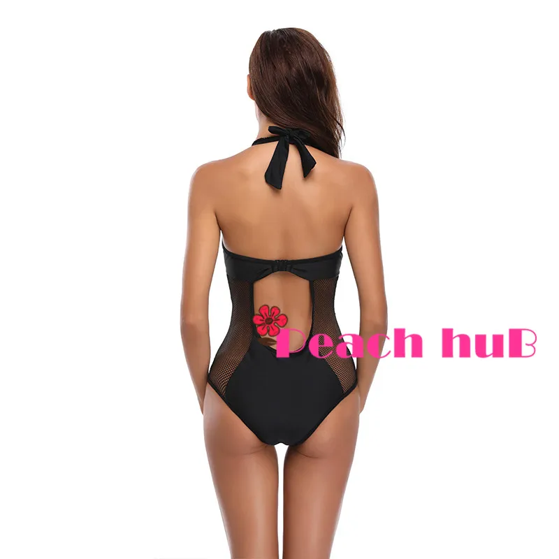 Sexy Mesh One Piece Black Swimsuit Woman Plus Size Female Monokini White Swimsuit Transparent Beach Swimming Suit  (7)