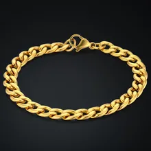 Хип-хоп мужские кубинские звенья браслет для мужчин 7 мм золотой цвет нержавеющая сталь звено цепи браслет мужские ювелирные изделия Braslet Braclet