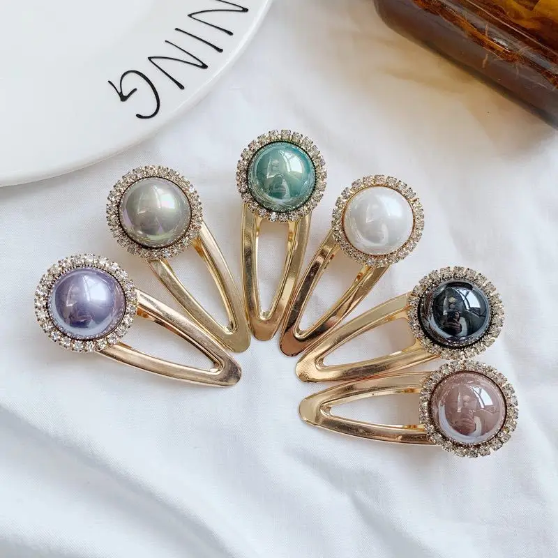 

New Fashion Gold Pearl Hair Clip Snap Hair Barrette Stick Hairpin Hair Styling Tool Accessories for Women Girls