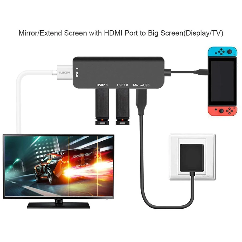 

Usb C Hub 4 In 1 Multi Port Type-C Adapter To 4K Hdmi Port, Usb 3.0 And Usb 2.0, Pd Charging Port Compatible With Mackbook Pro