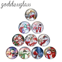 Модный красивый Рождественский Снеговик, 10 шт., 12 мм/18 мм/20 мм/25 мм, круглый стеклянный кабошон для фото, демонстрация, плоская задняя часть, изготовление, ZB0582