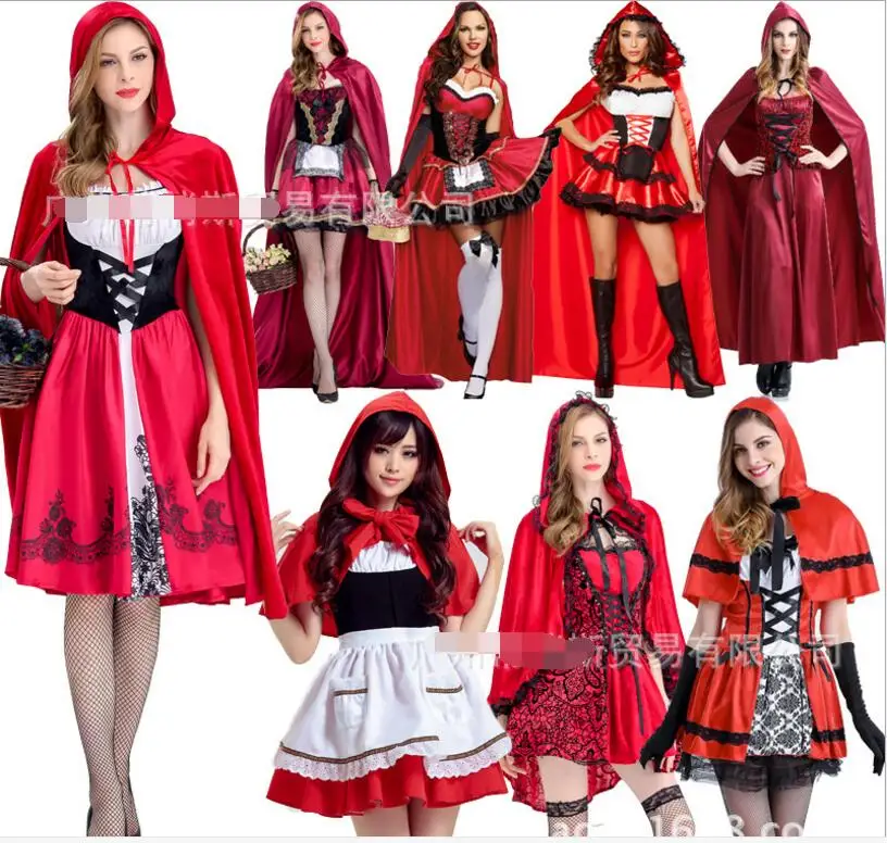 Костюм Красной Шапочки для женщин; маскарадный костюм для взрослых на Хэллоуин; карнавальный костюм фэнтези; сказочный костюм размера плюс; 2XL; 3XL