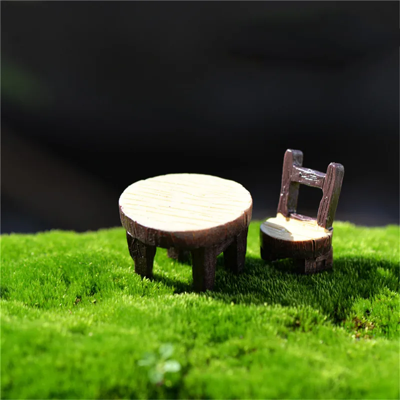 Image New 2Pcs 1 Set Desk Chair DIY Resin Fairy Garden Craft Decoration Miniature Micro Gnome Home Garden Decoration