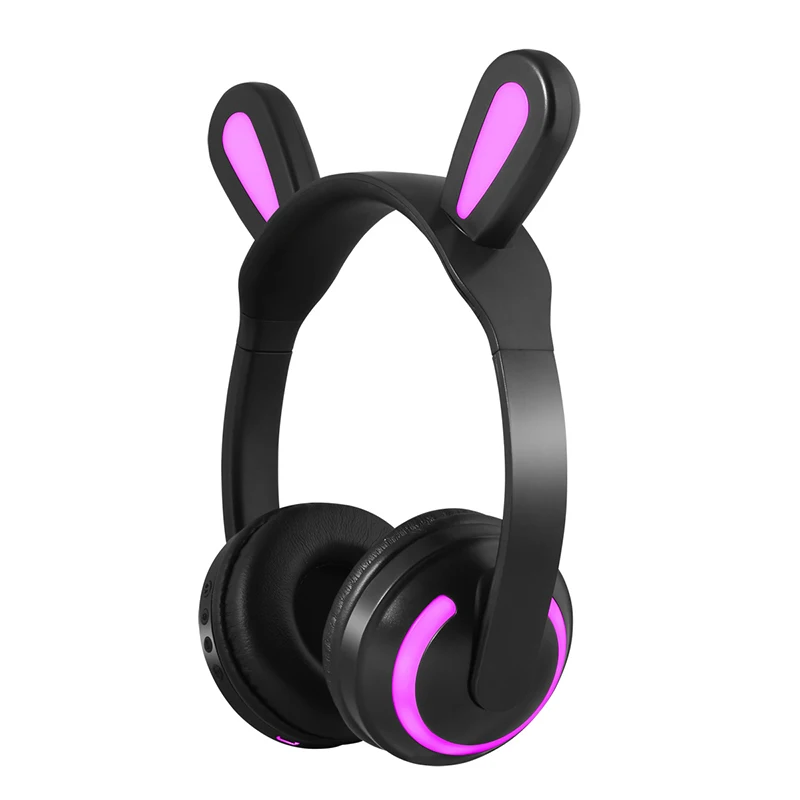 7 цветов светодиодный светильник беспроводной Bluetooth наушники 3D стерео наушники мигающие светящиеся аниме кошачьи уши HIFI звук Игровая гарнитура - Цвет: Rabbit ear